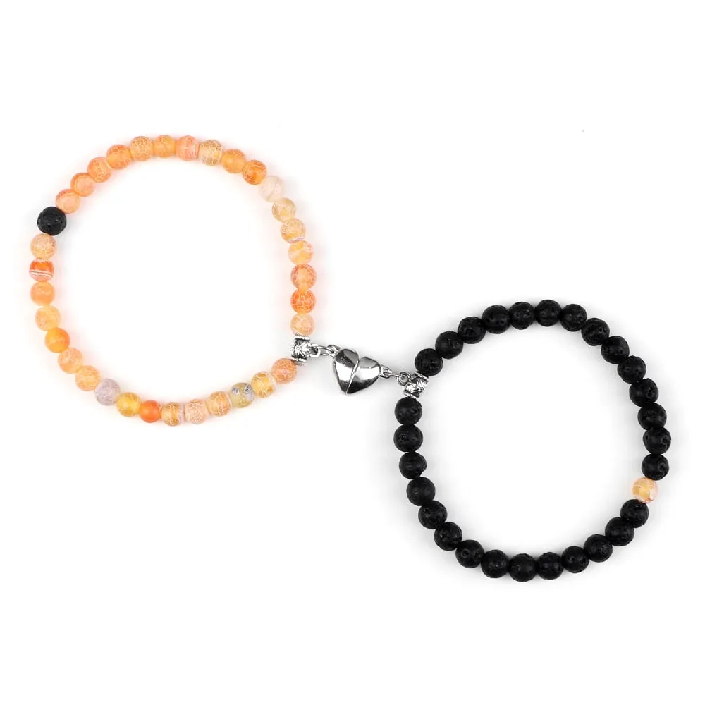 Fashion 2pcs/Set Magnet Couple Bracelets Natural Stone Beads Bracelets
