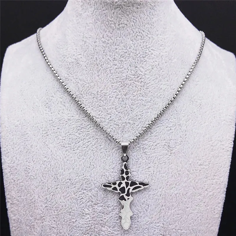 Fashion Cross Stainless Steel Statement Necklace for Men Silver Color Necklaces Pendants