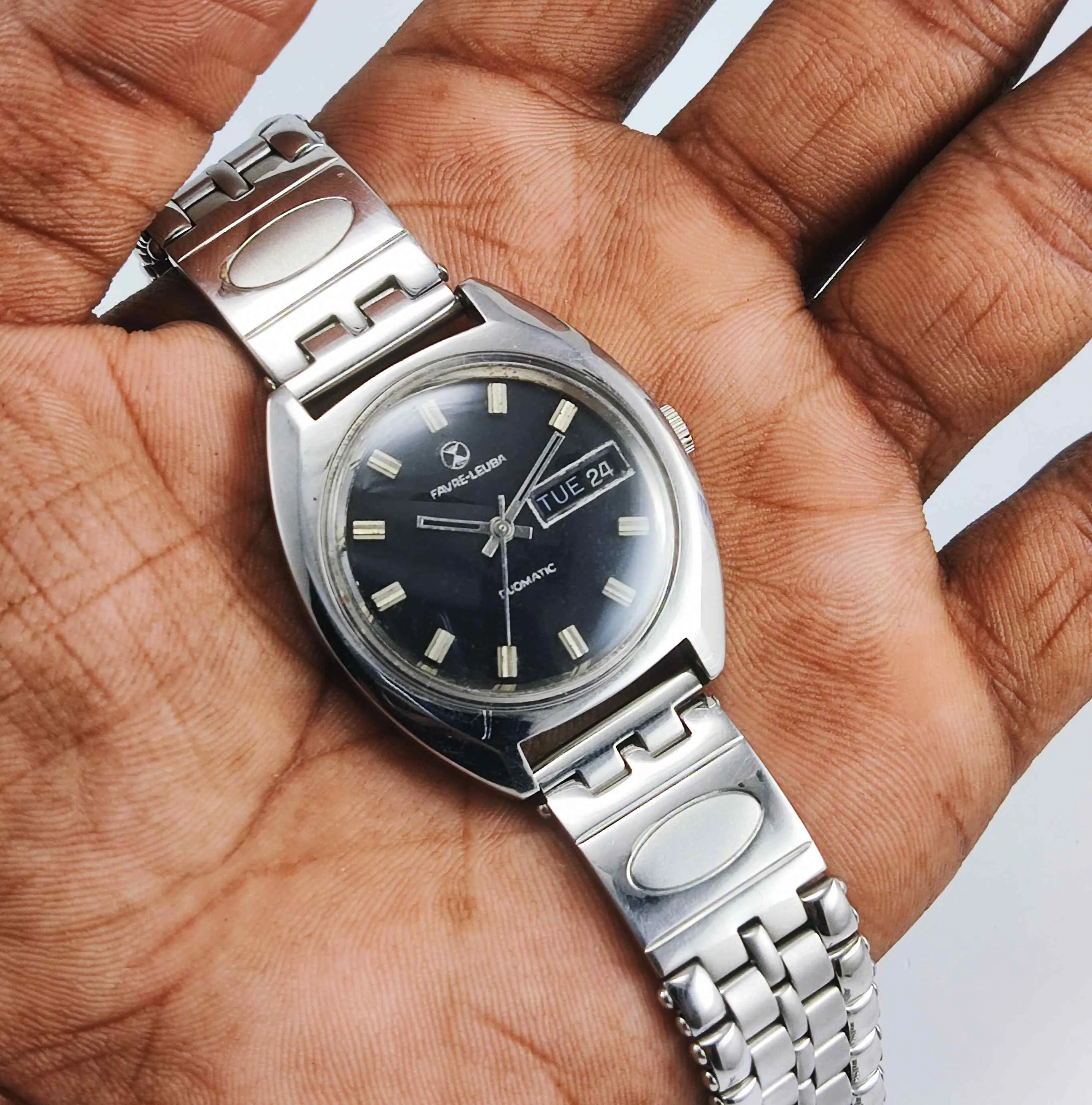Favre Leuba Duomatic 2066 Black Dial 17 Jewels Men's Automatic Watch