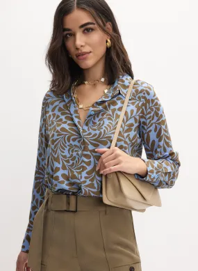 Geometric Leaf Print Blouse