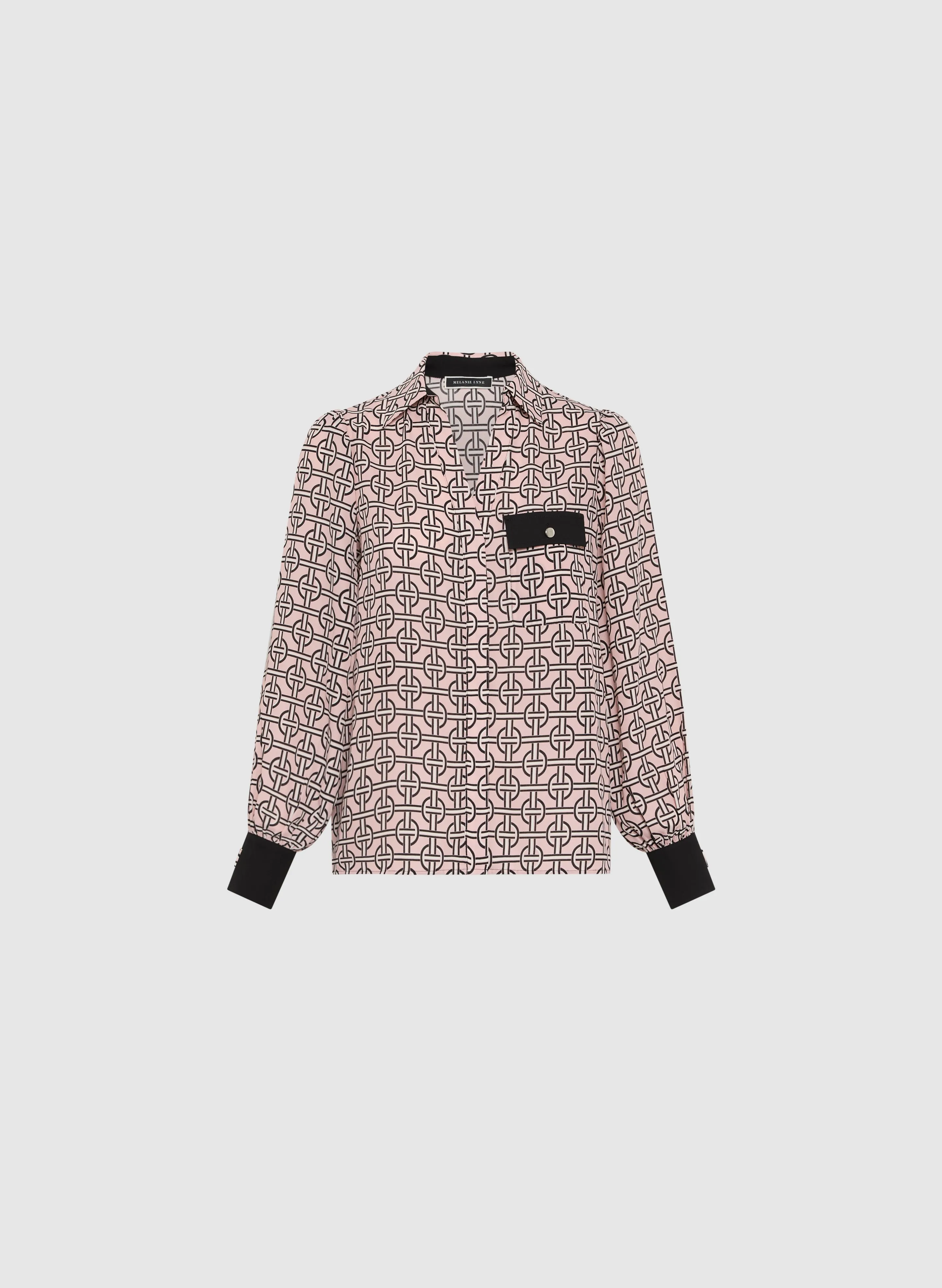 Geometric Print Long Sleeve Blouse