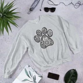 Geometric Sunflower Paw Print Graphic Crewneck Sweatshirt
