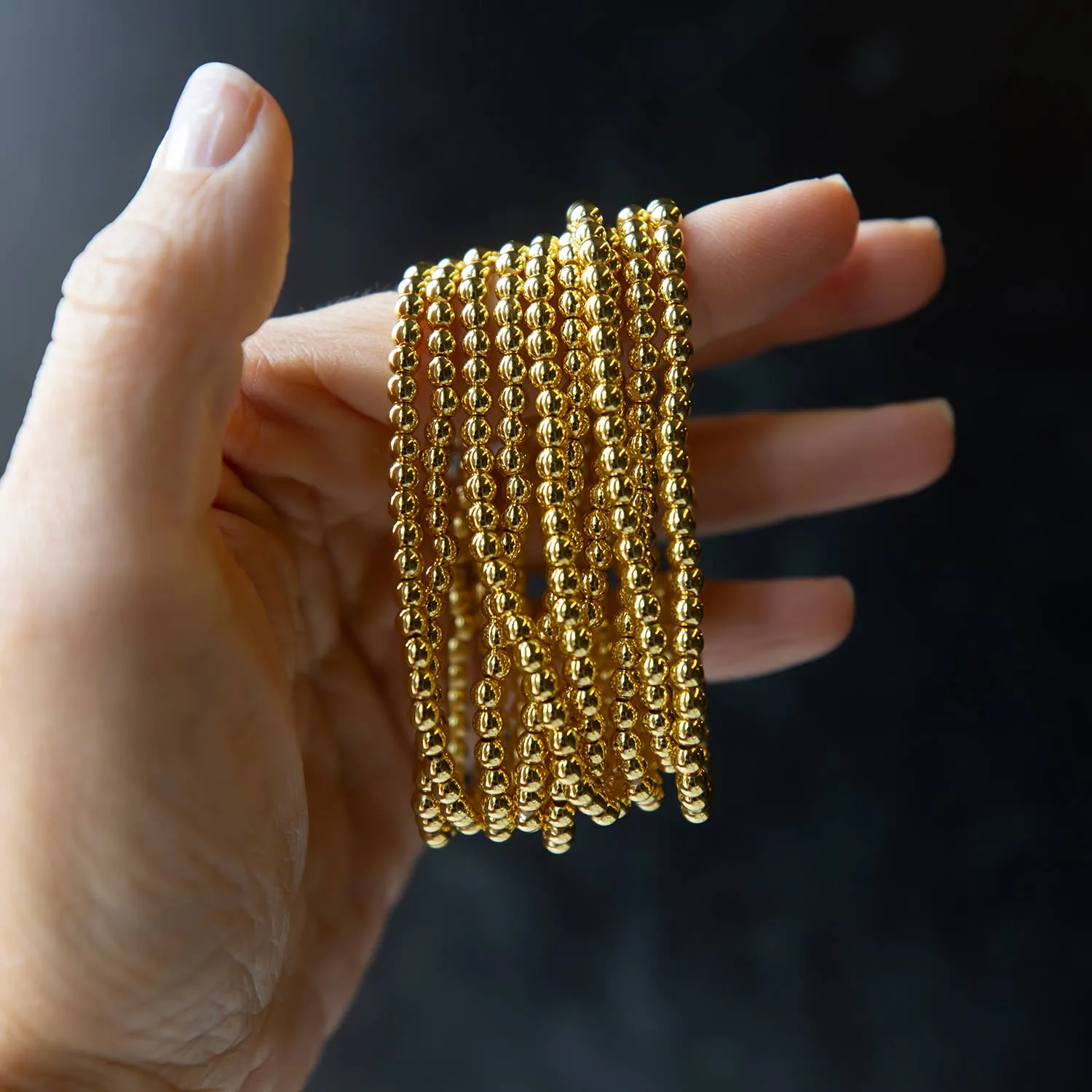 gold beaded stretch bracelets