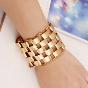 Golden Hollow Block Bold Bracelet