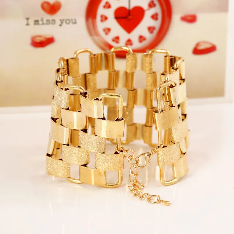 Golden Hollow Block Bold Bracelet