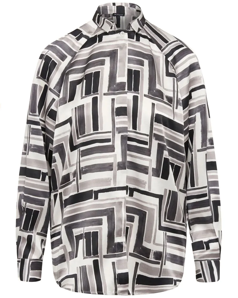 Grey Geometric Silk Shirt