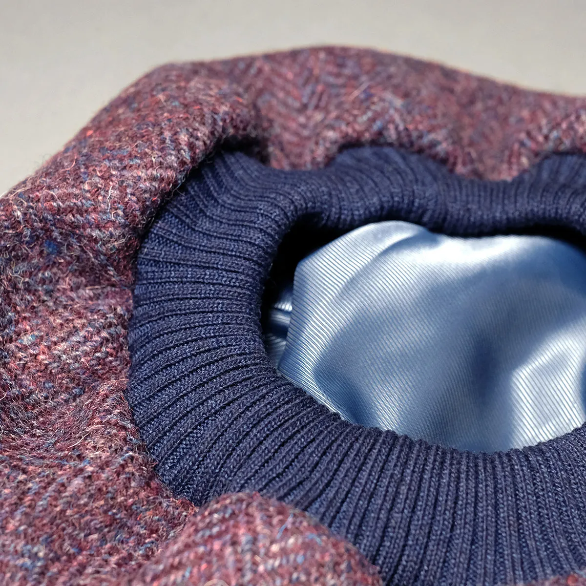 Handmade Harris Tweed Beret Tam in Purple Herringbone
