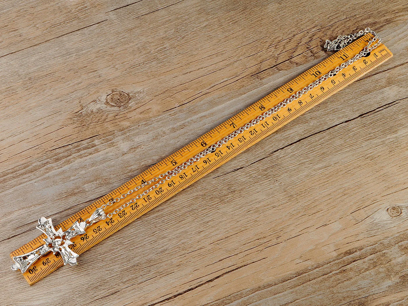 Heart Shape Center Holy Cross Topaz Brown Pendant Necklace