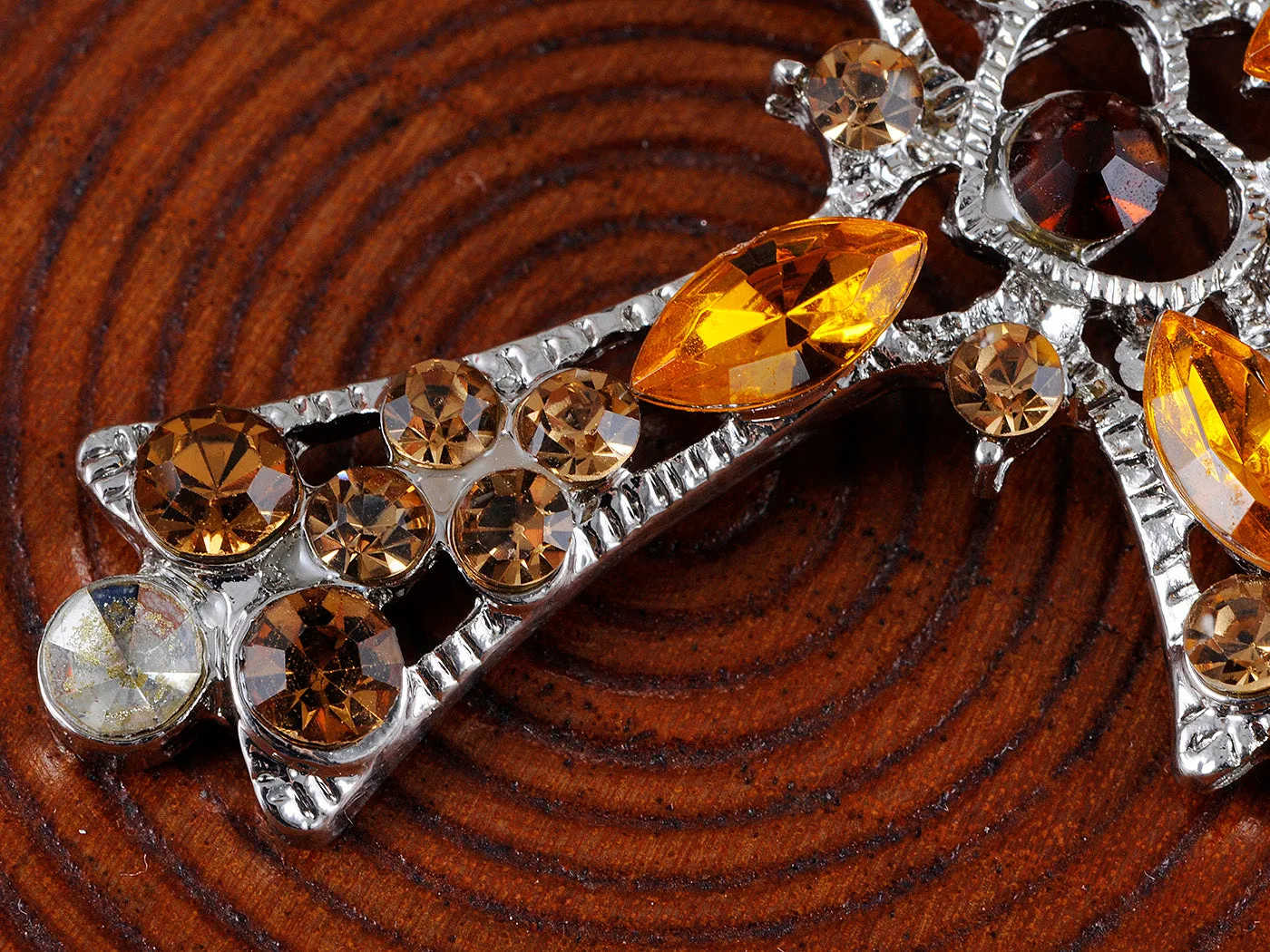 Heart Shape Center Holy Cross Topaz Brown Pendant Necklace