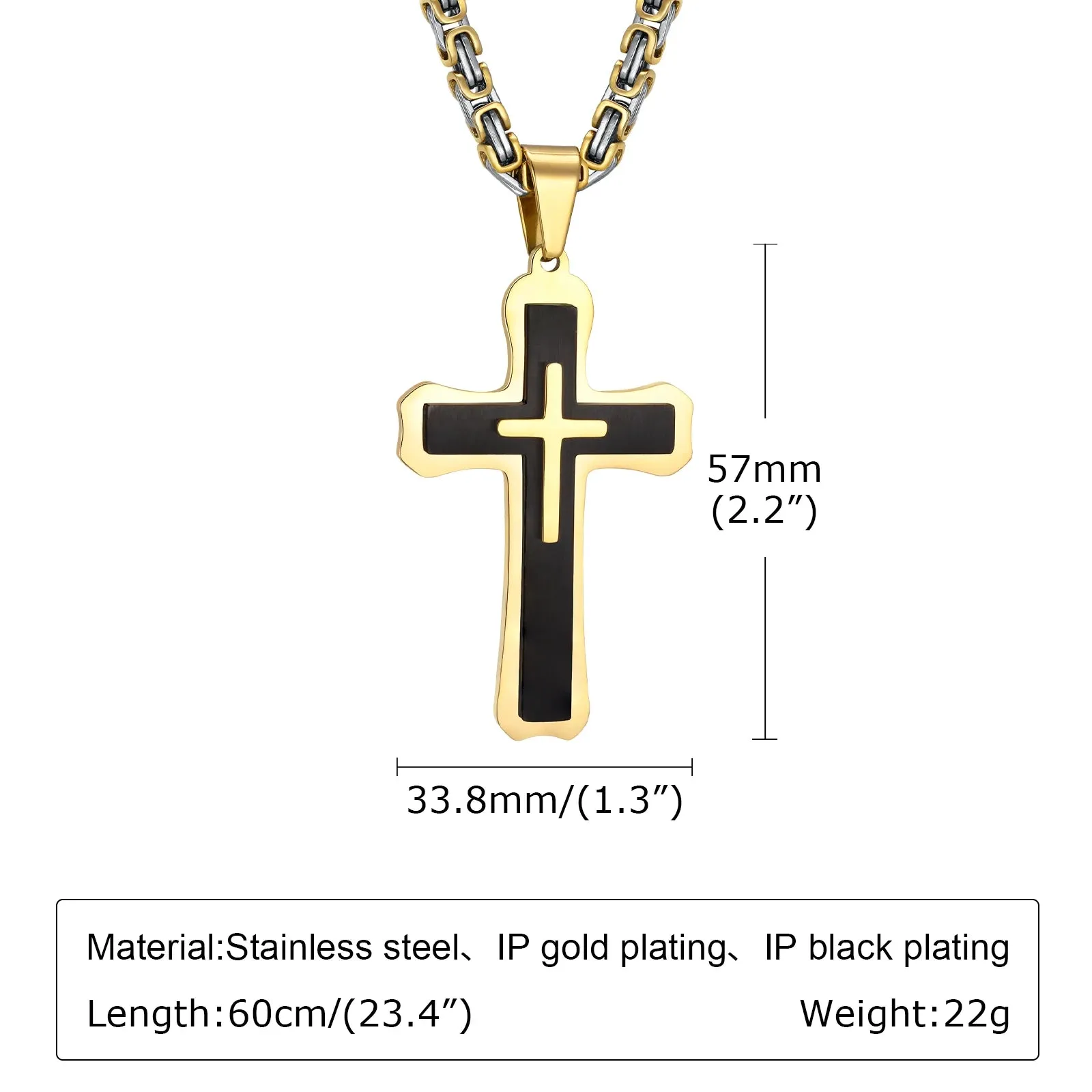 Heavy Cross Necklaces for Men Boys,Retro Byzantine Link Chain Necklace