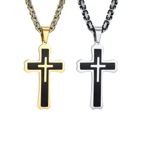 Heavy Cross Necklaces for Men Boys,Retro Byzantine Link Chain Necklace