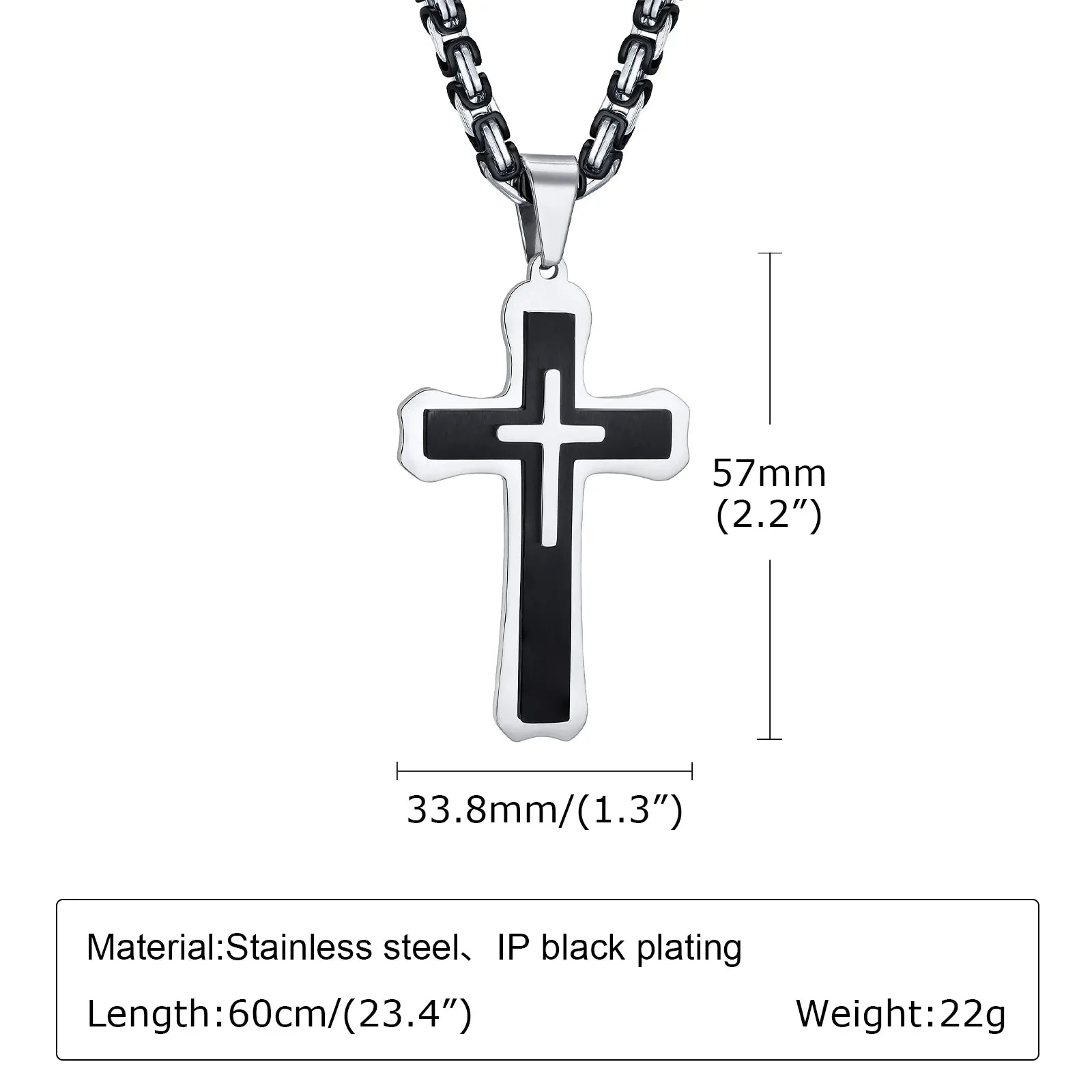 Heavy Cross Necklaces for Men Boys,Retro Byzantine Link Chain Necklace
