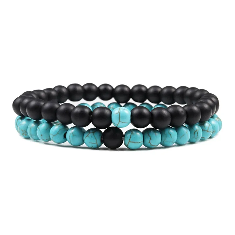 Hot 2pcs/set 7 Style Couples Distance Bracelet Classic Natural Stone