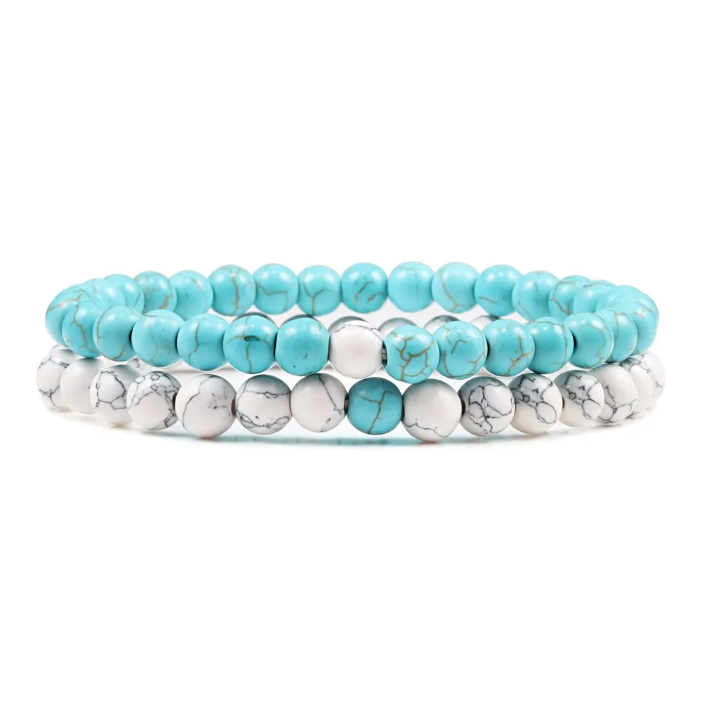Hot 2pcs/set 7 Style Couples Distance Bracelet Classic Natural Stone