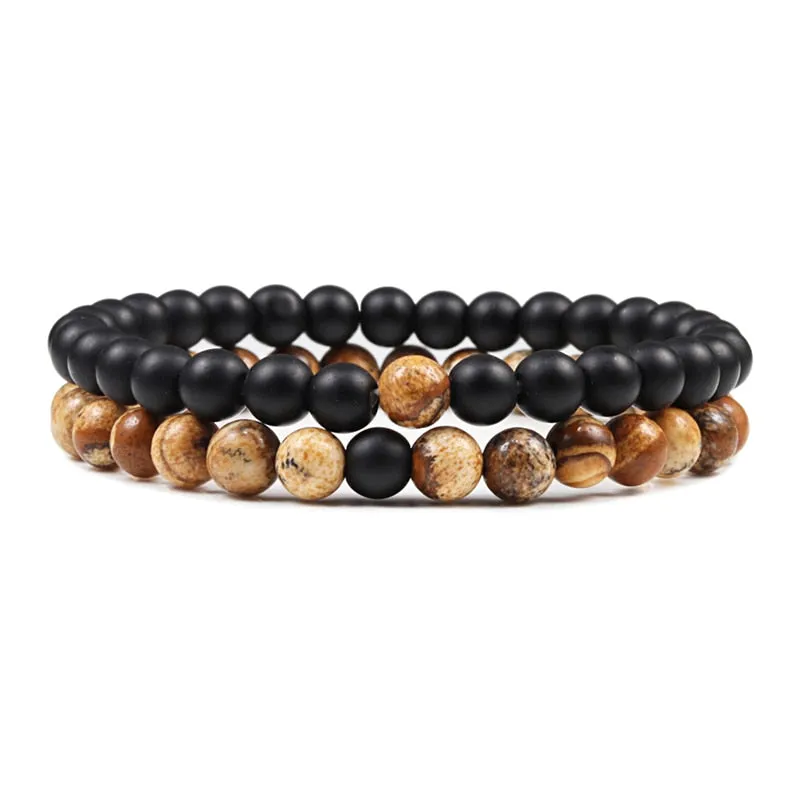 Hot 2pcs/set 7 Style Couples Distance Bracelet Classic Natural Stone