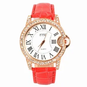 Hot Fashion Practical 6 Colors Adjustable Synthetic Leather Strap Women Watches