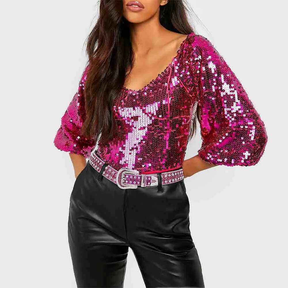 Hot Pink Strap With Pink & Diamond White Studded Rhinestone Belt