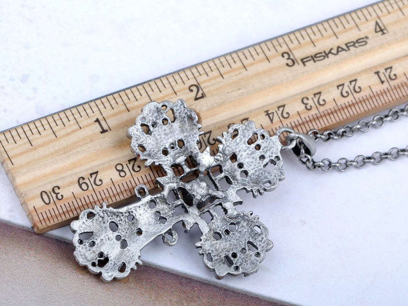 Intricate Detail Cross Pendant Necklace