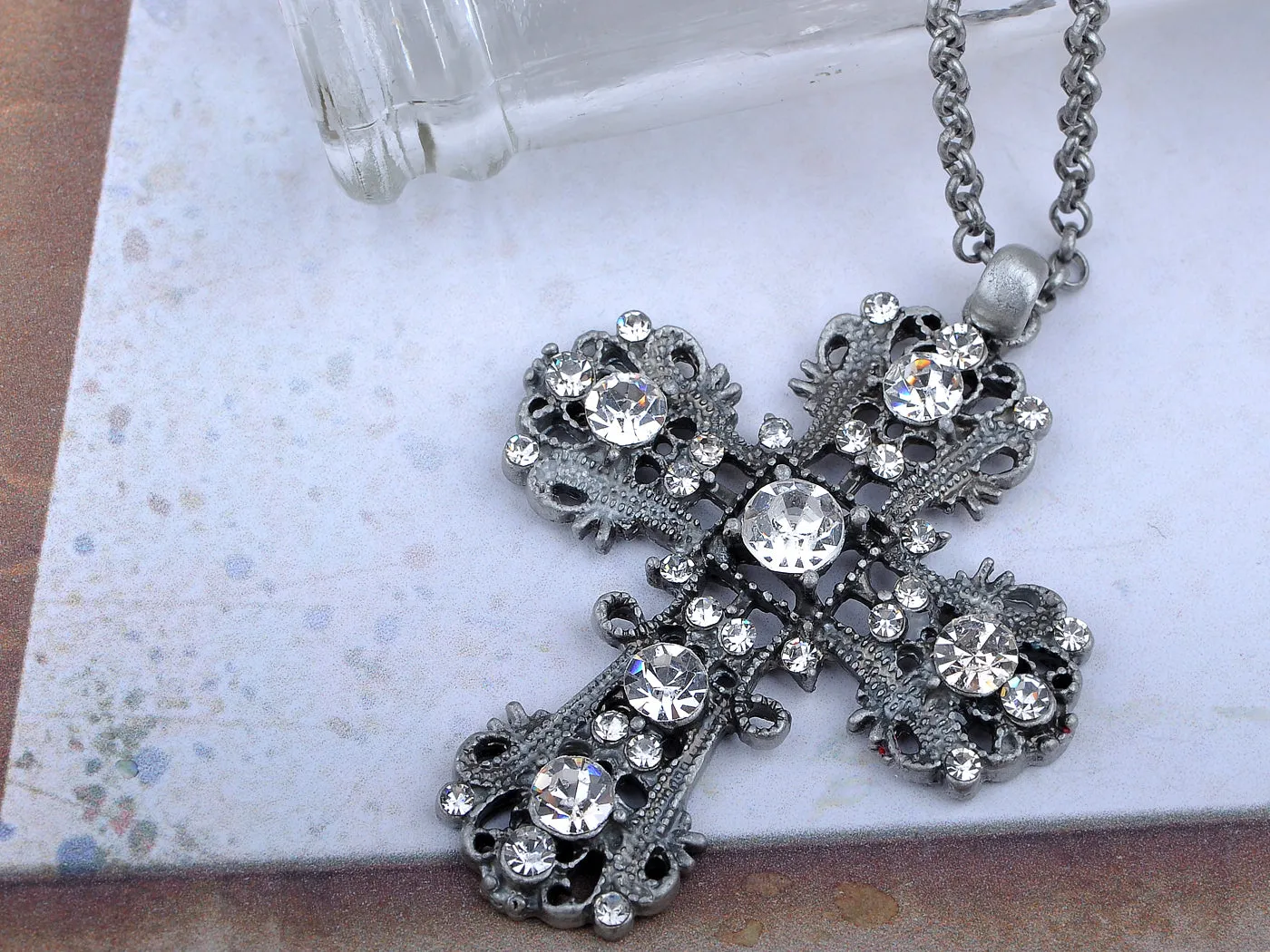 Intricate Detail Cross Pendant Necklace