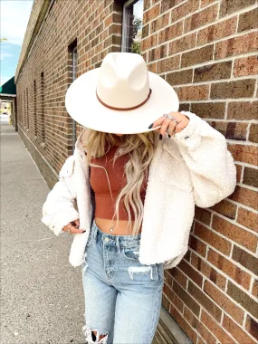Ivory Structured Felt Hat