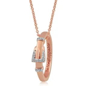 Jewelili 10K Rose Gold Natural Diamonds Belt Pendant Necklace