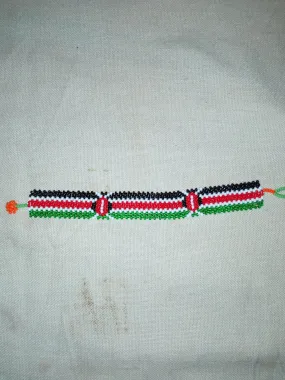 Kenyan flag handmade wrist wrap bracelet made from masai/maasai/masaai beads