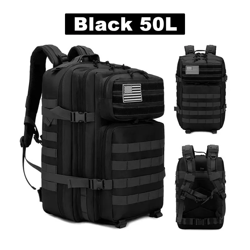 Large Capacity Waterproof Tactical Backpack for Men, 3P Softback, Outdoor Bug Rucksack, Hiking, Camping, Hunting Bags, 50L