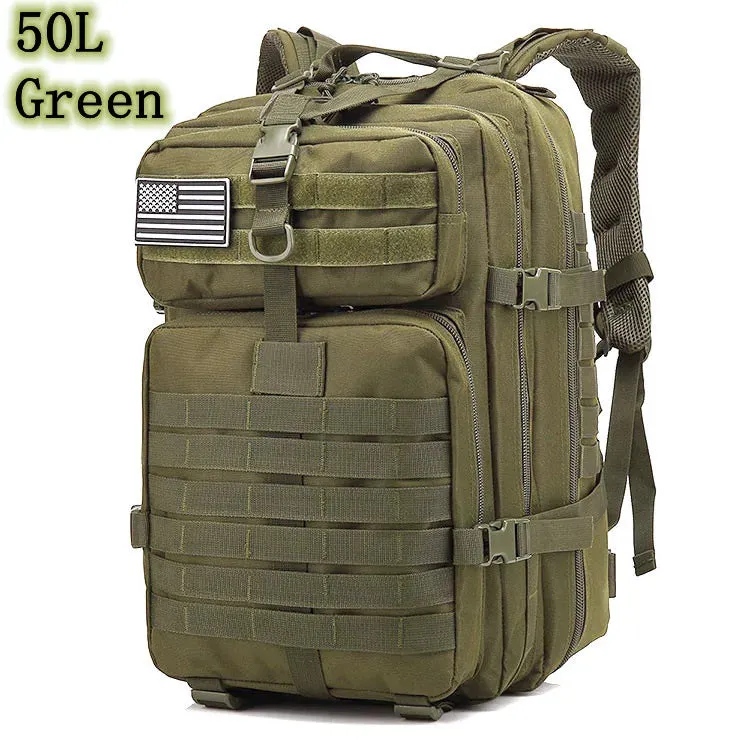 Large Capacity Waterproof Tactical Backpack for Men, 3P Softback, Outdoor Bug Rucksack, Hiking, Camping, Hunting Bags, 50L