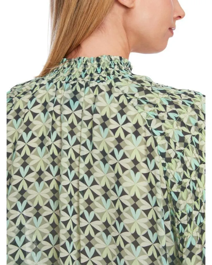 Marc Cain Malachite Print Smocked Blouse