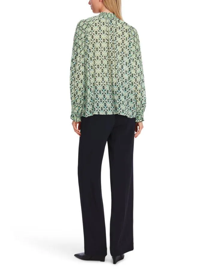 Marc Cain Malachite Print Smocked Blouse