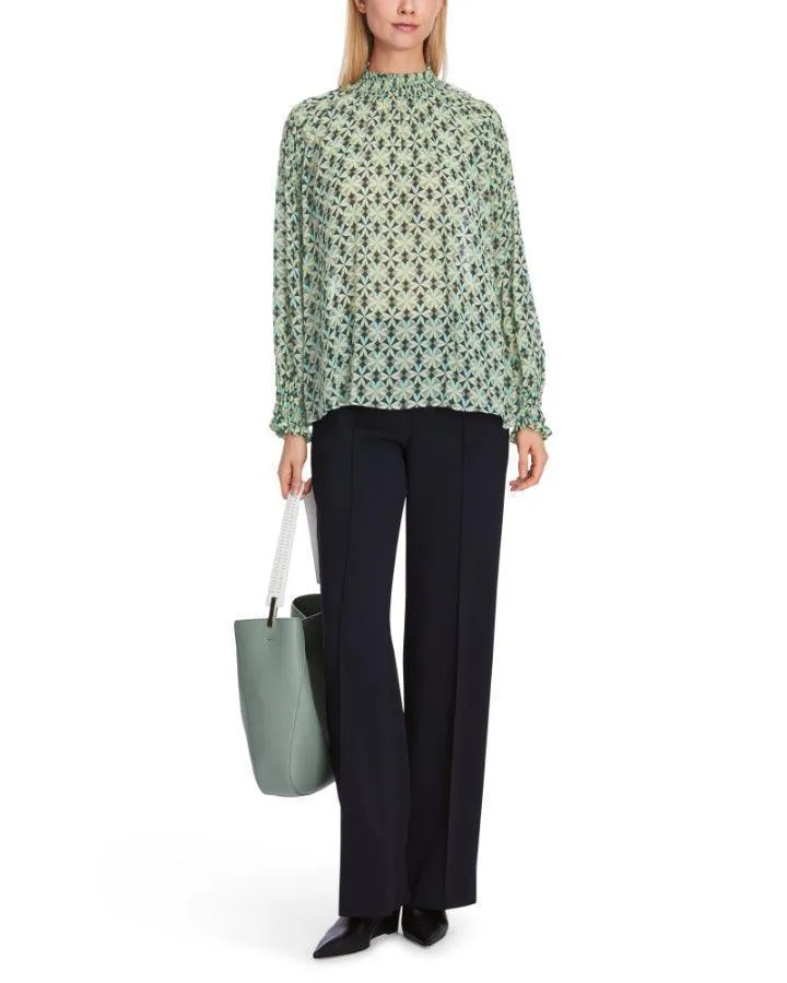 Marc Cain Malachite Print Smocked Blouse