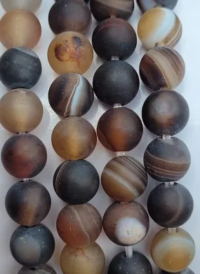 Matt Brown Agate Beaded Stretch Bracelet