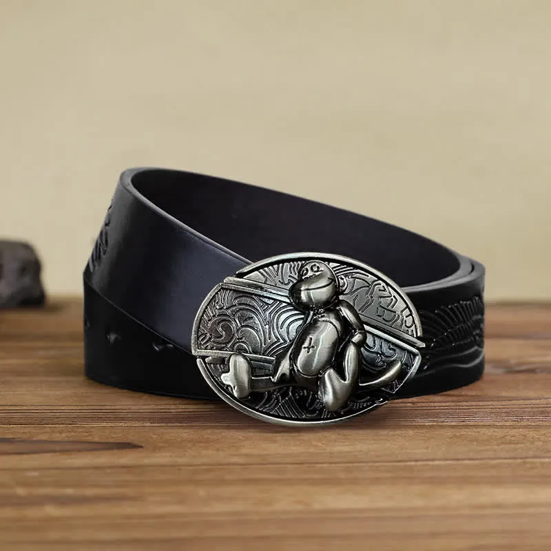 Men's DIY Monkey Hidden Folding Knife Leather Belt