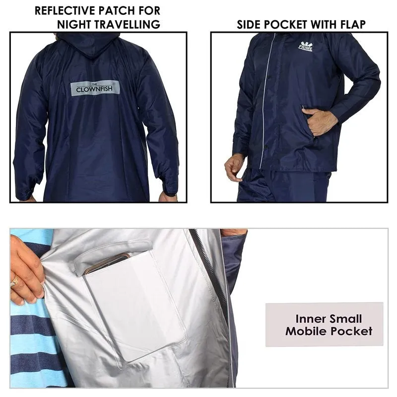 Men's Waterproof Raincoat - Reversible, Reflective, Adjustable Hood | Easy Storage | 3XL | Prime Blue