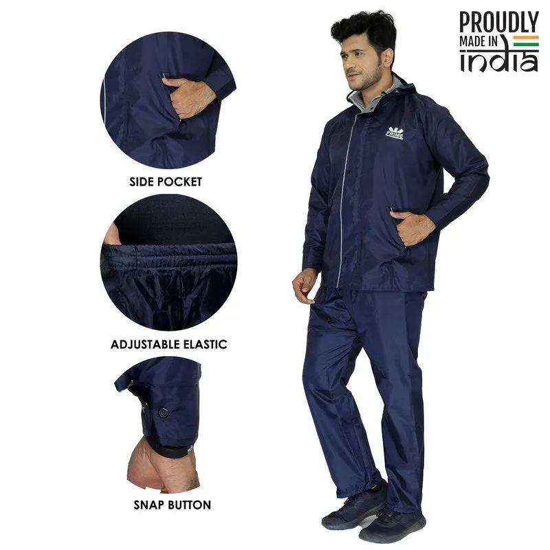 Men's Waterproof Raincoat - Reversible, Reflective, Adjustable Hood | Easy Storage | 3XL | Prime Blue