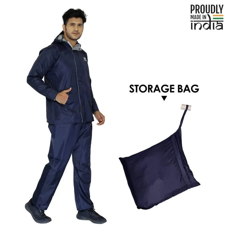 Men's Waterproof Raincoat - Reversible, Reflective, Adjustable Hood | Easy Storage | 3XL | Prime Blue