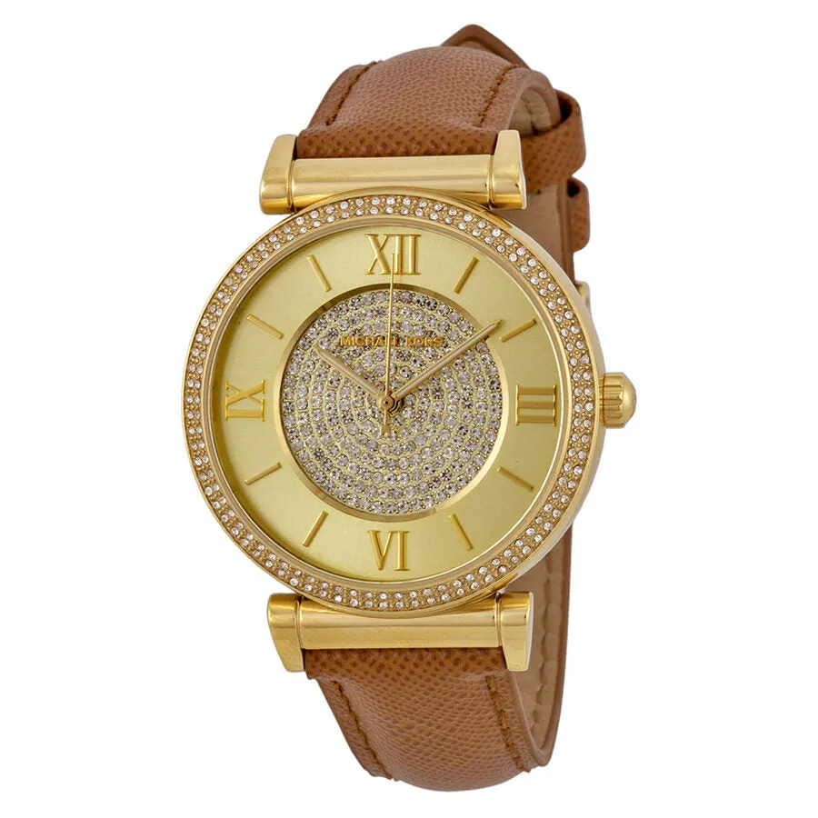 Michael Kors Catlin Champagne Crystal Pave Dial Ladies Watch MK2375