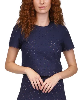MICHAEL MICHAEL KORS Geometric Eyelet Cropped Top