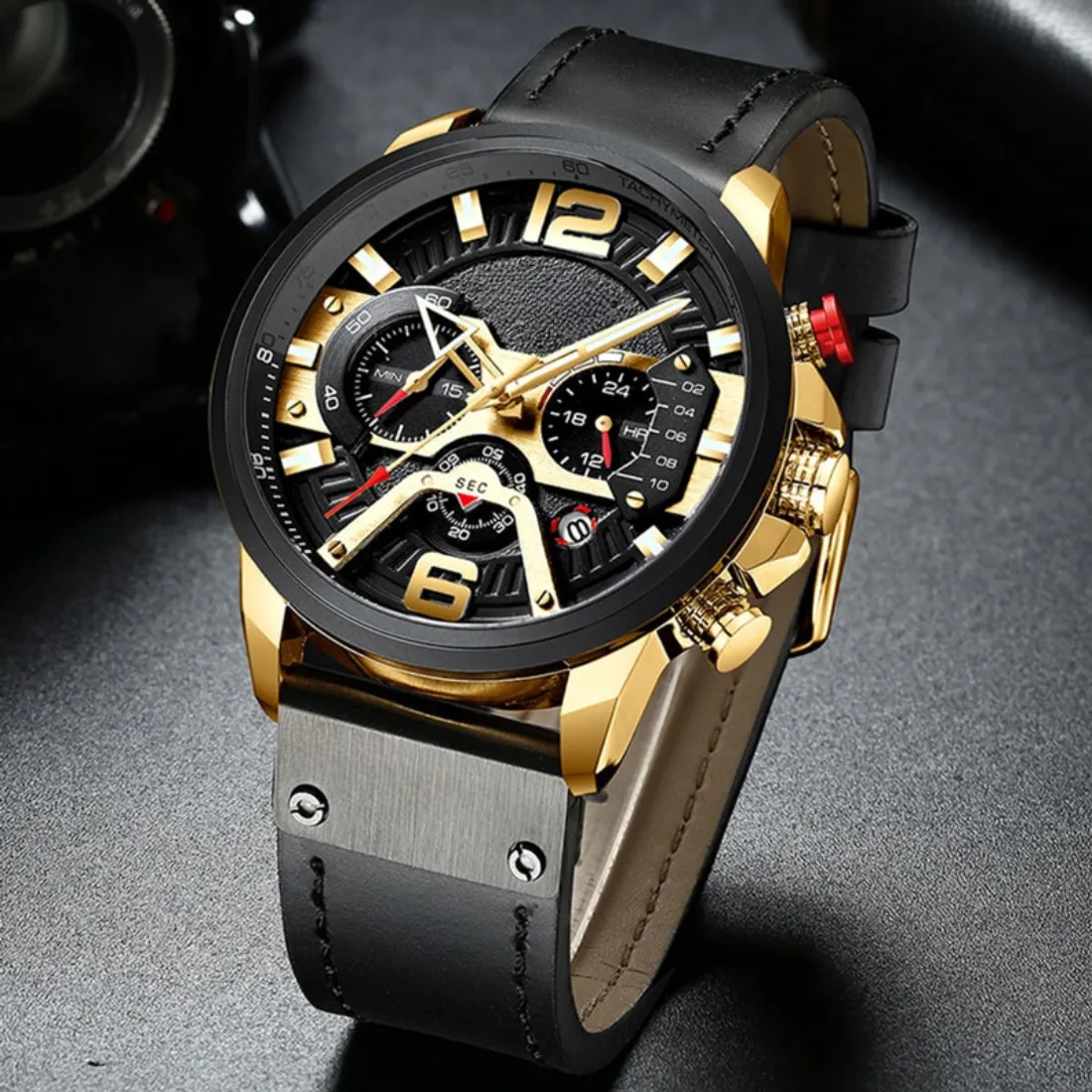 Military Leather Wristwatch