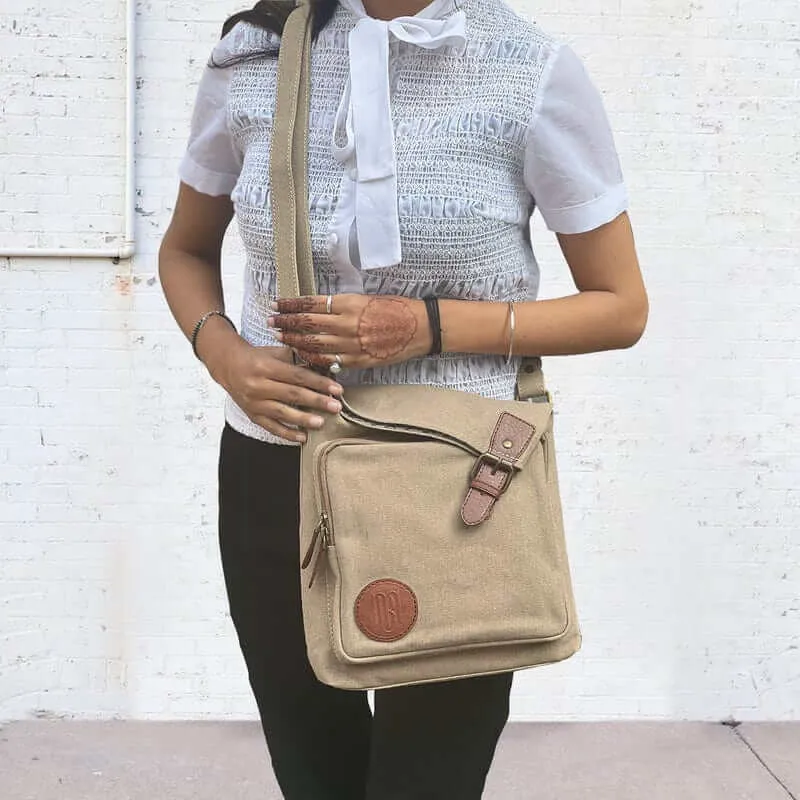 Mona B - Unisex Canvas Messenger Crossbody Bag: Flint