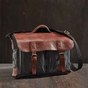 Mona B - Upcycled Canvas Messenger Crossbody Laptop Bag for Upto 14" Laptop/Mac Book/Tablet with Stylish Design for Men and Women: Flap