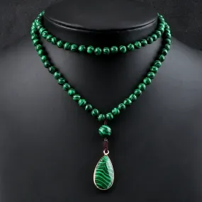 Natural Malachite Stone Beaded Necklaces&amp;Bracelets Women Green Beads Pendants