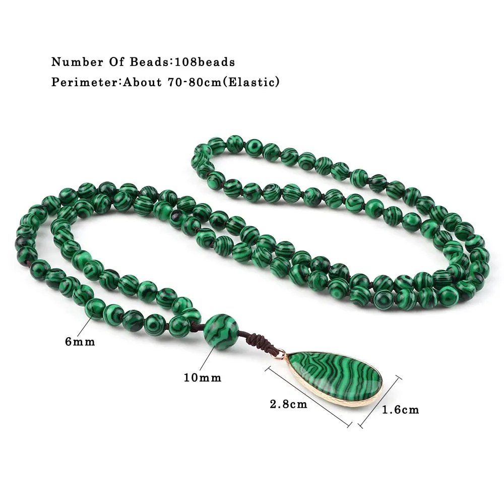 Natural Malachite Stone Beaded Necklaces&amp;Bracelets Women Green Beads Pendants