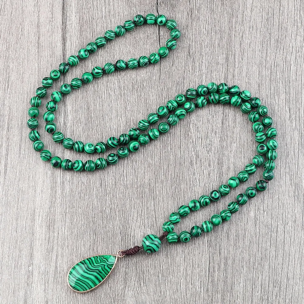 Natural Malachite Stone Beaded Necklaces&amp;Bracelets Women Green Beads Pendants
