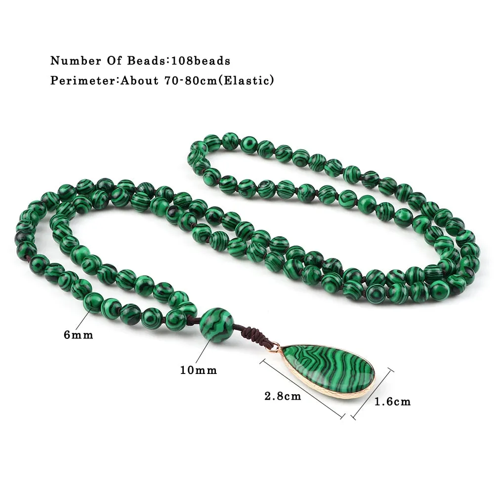 Natural Malachite Stone Beaded Necklaces&amp;Bracelets Women Green Beads Pendants