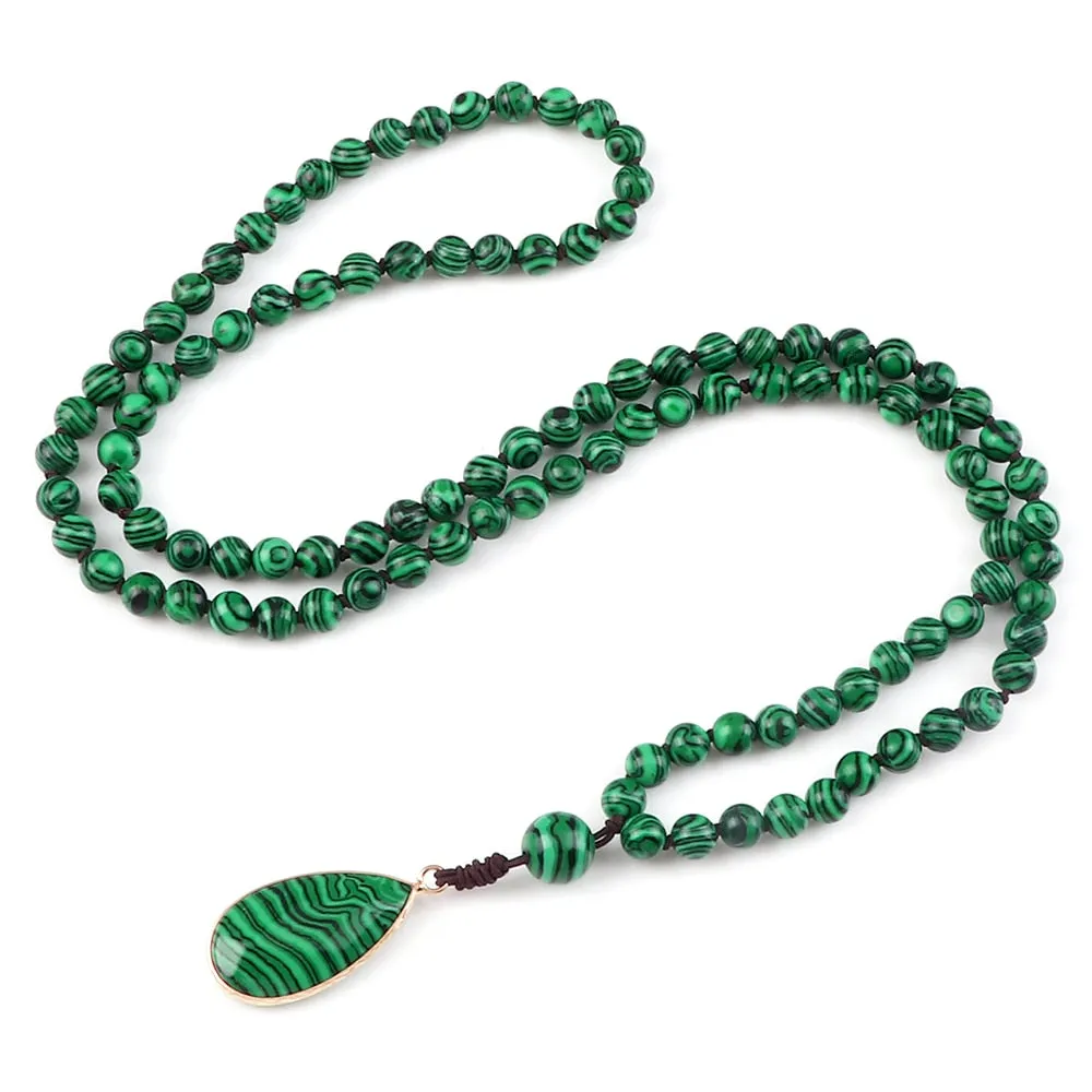 Natural Malachite Stone Beaded Necklaces&amp;Bracelets Women Green Beads Pendants