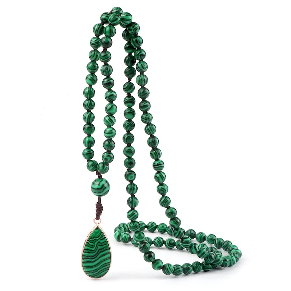 Natural Malachite Stone Beaded Necklaces&amp;Bracelets Women Green Beads Pendants