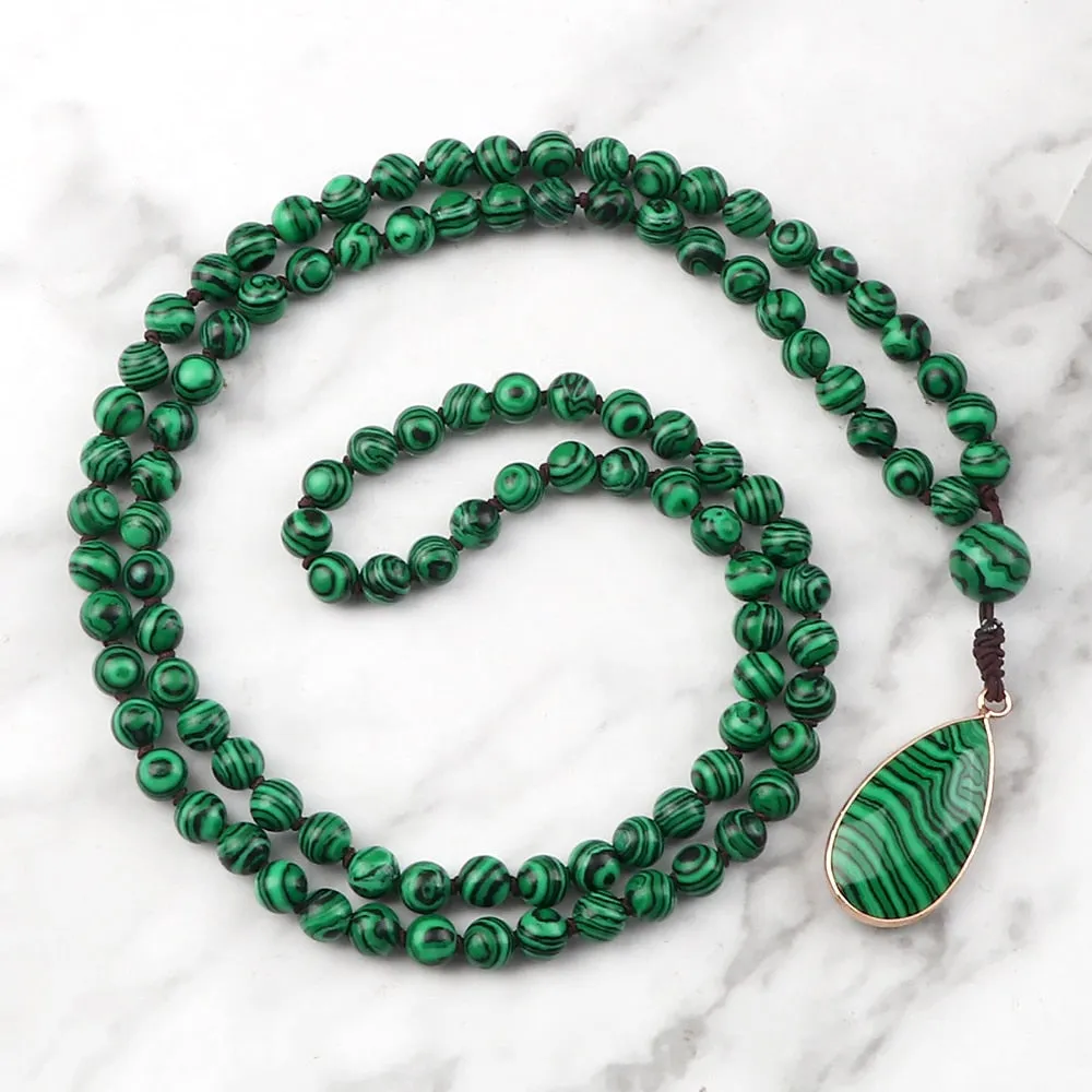 Natural Malachite Stone Beaded Necklaces&amp;Bracelets Women Green Beads Pendants