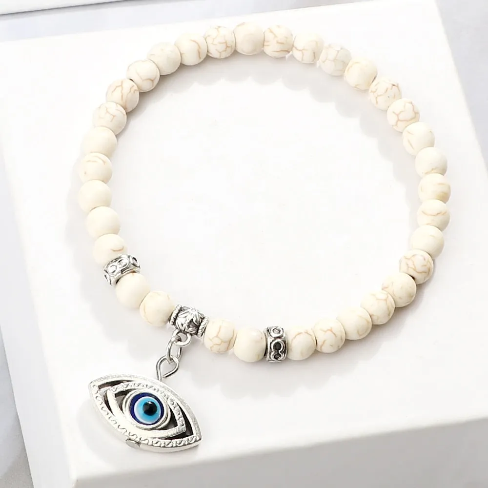 Natural Stone Lucky Evil Eye Beads Bracelets For Women Men