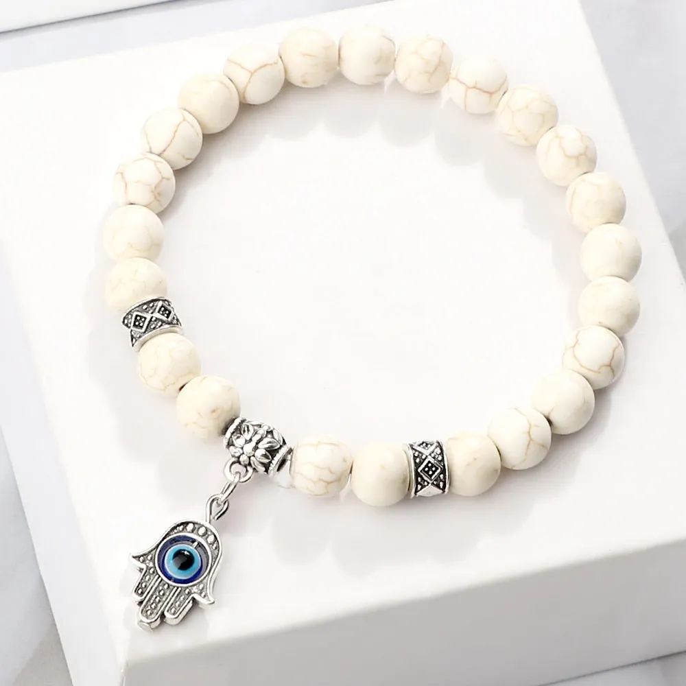 Natural Stone Lucky Evil Eye Beads Bracelets For Women Men